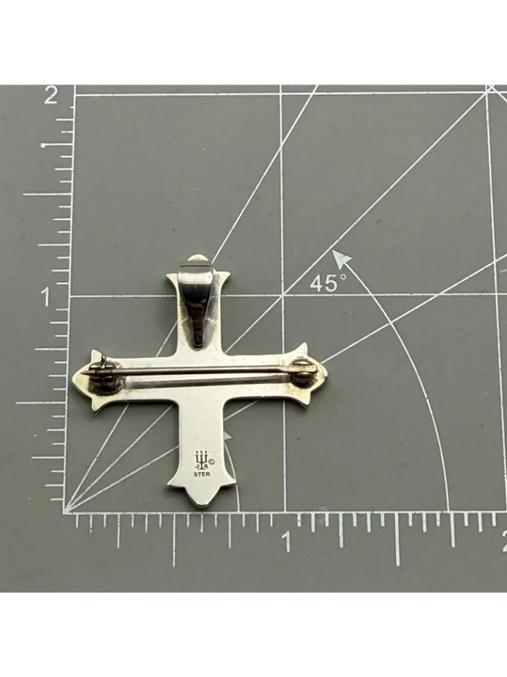 James Avery Cross Brooch Pendant Convertible Sterling Silver Latin Motto Etched